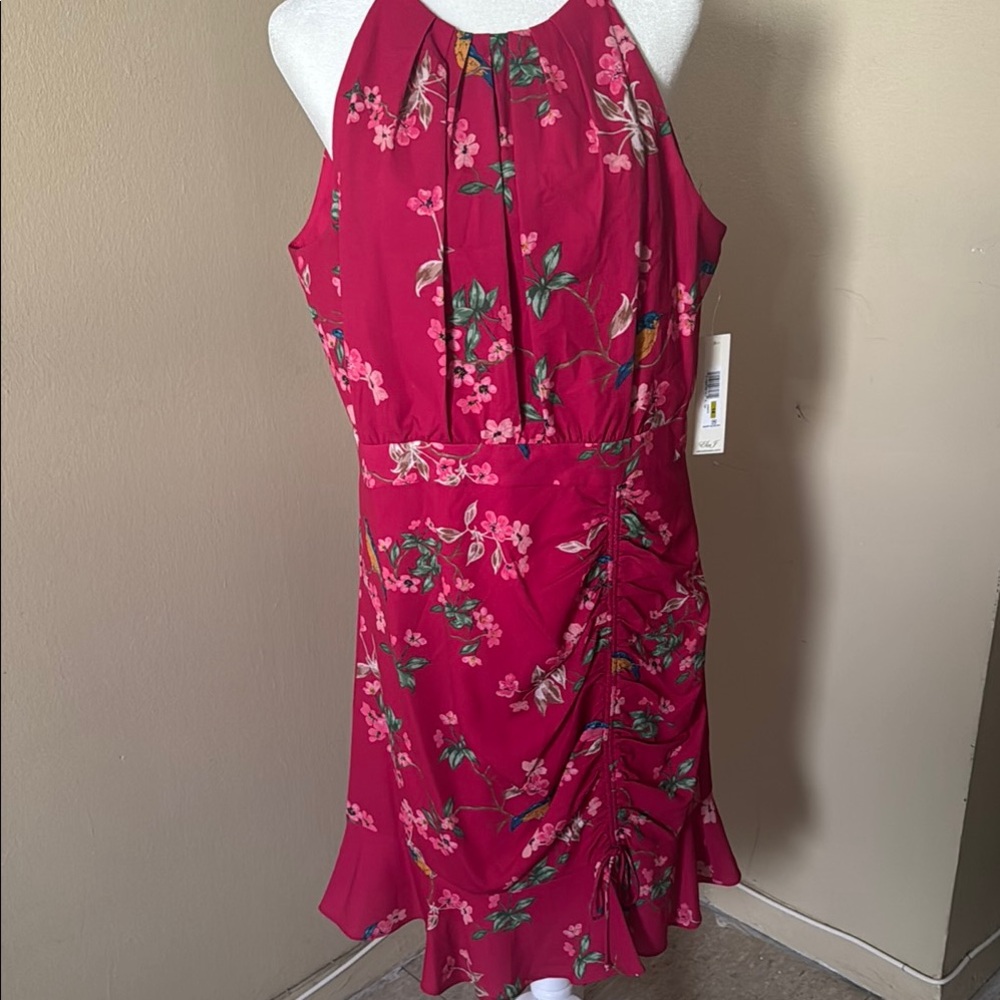 NWT Eliza J Red Floral Print Dress Size 14